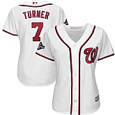 Women Nationals 7 Trea Turner White 2019 World Series Champions Cool Base Jersey Dzhi,baseball caps,new era cap wholesale,wholesale hats